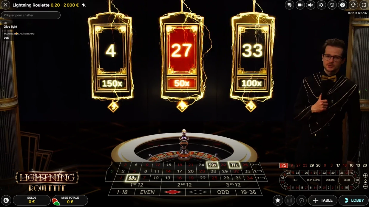 Lightning roulette par Evolution Gaming