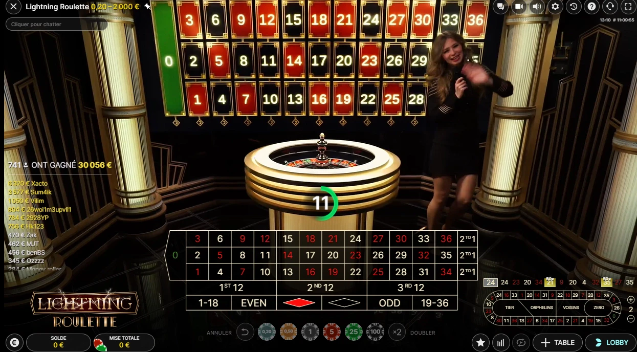 Jeu en direct roulette