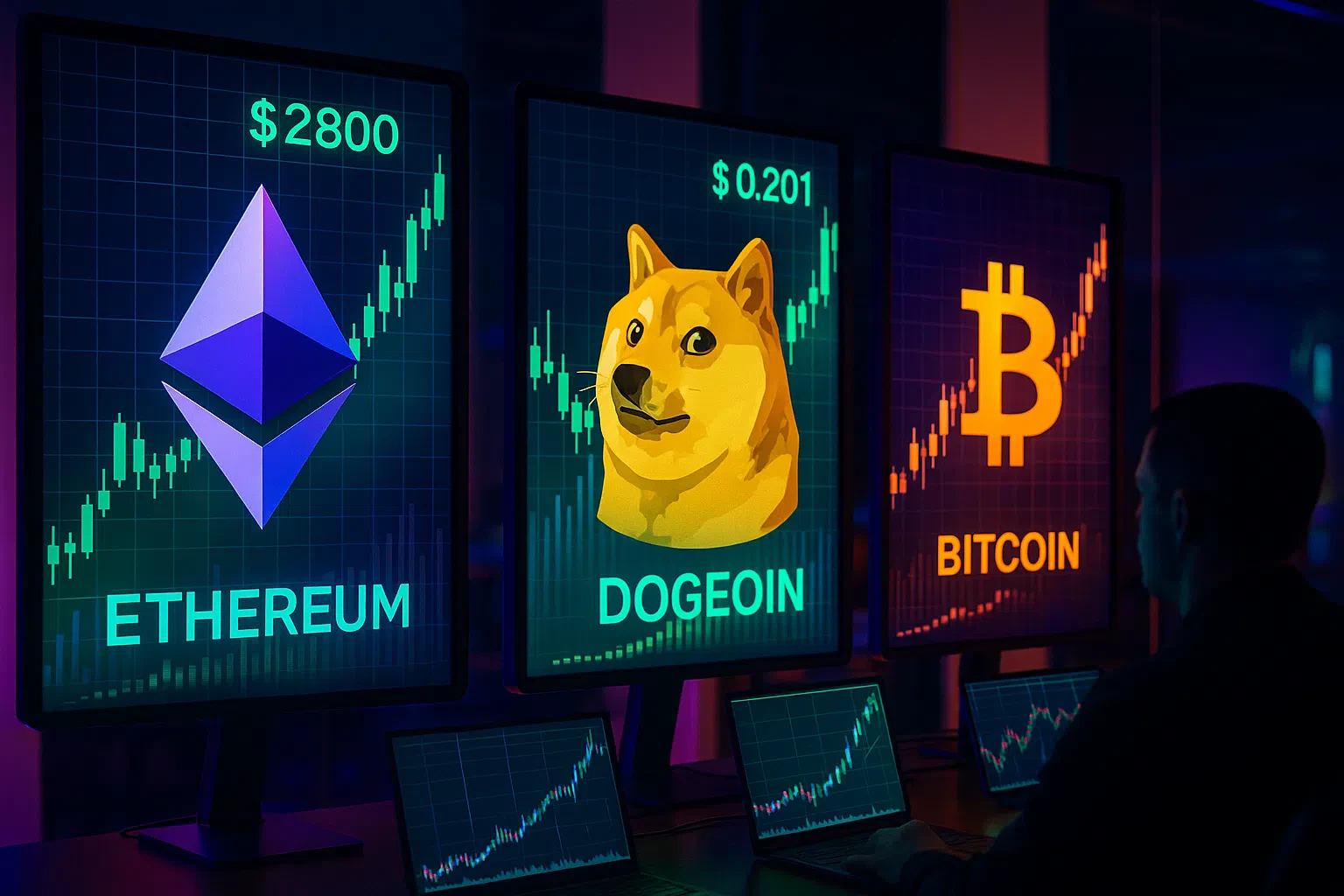 Ether et Dogecoin dépassent Bitcoin