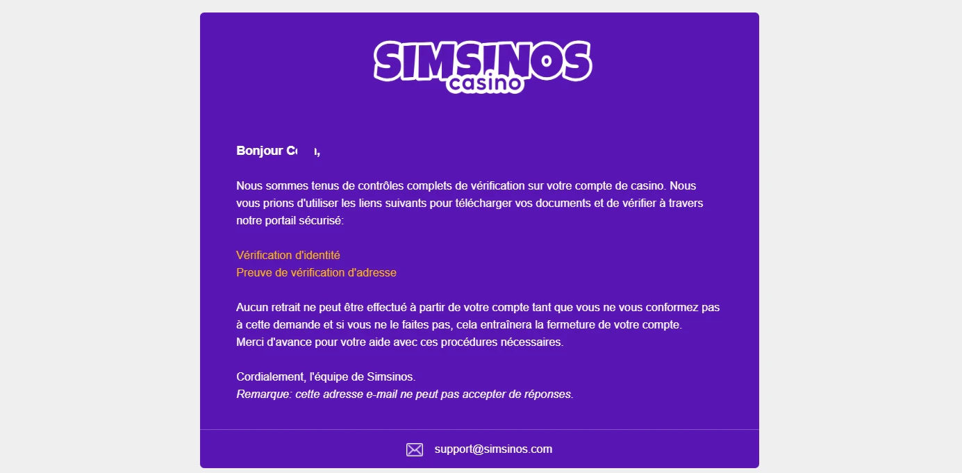 Mail KYC suite à l'inscription