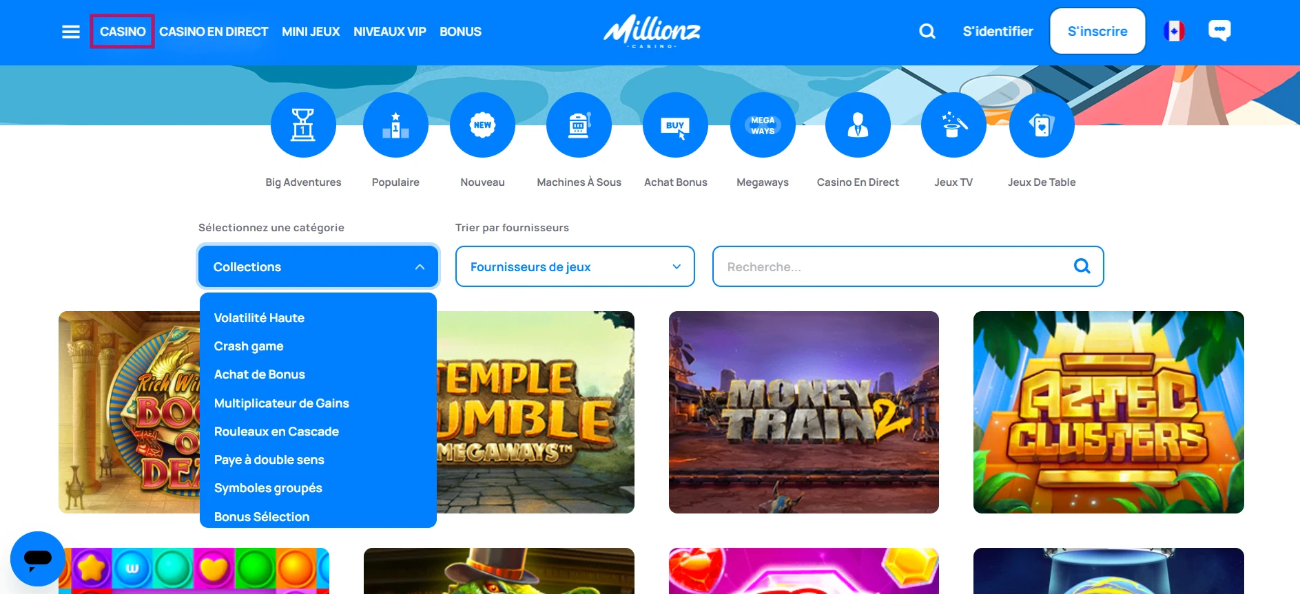 Les machines à sous sur Millionz