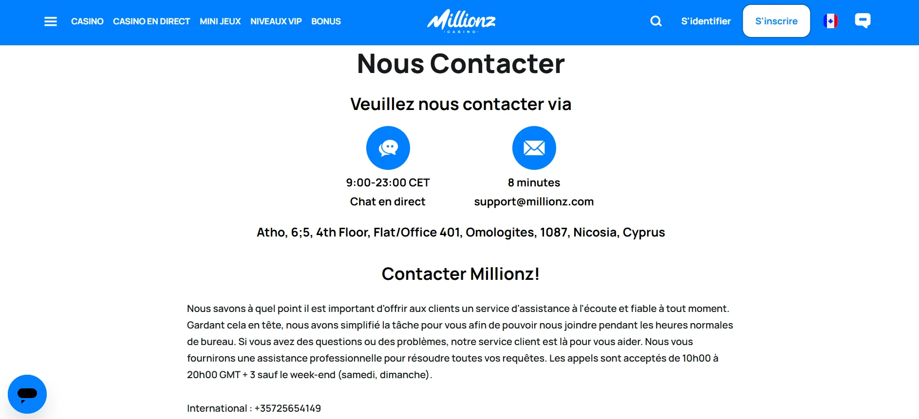Le service client de Millionz