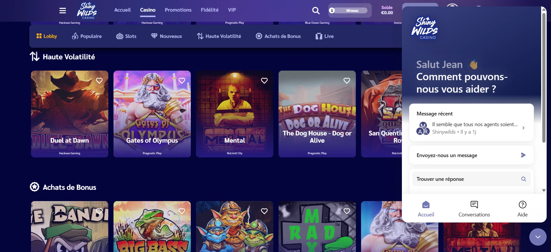 Le service client de Shiny Wilds