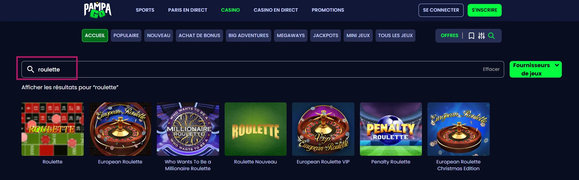 Les jeux de table sur Pampago