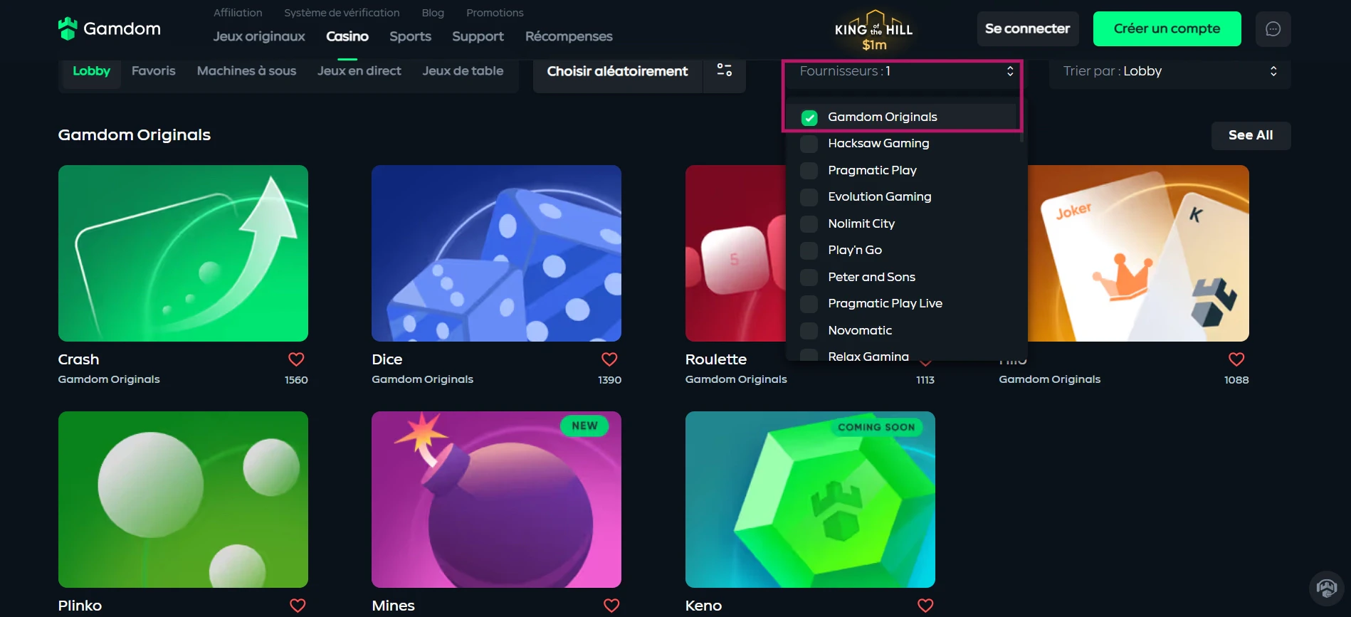 Mini-jeux Gamdom Originals