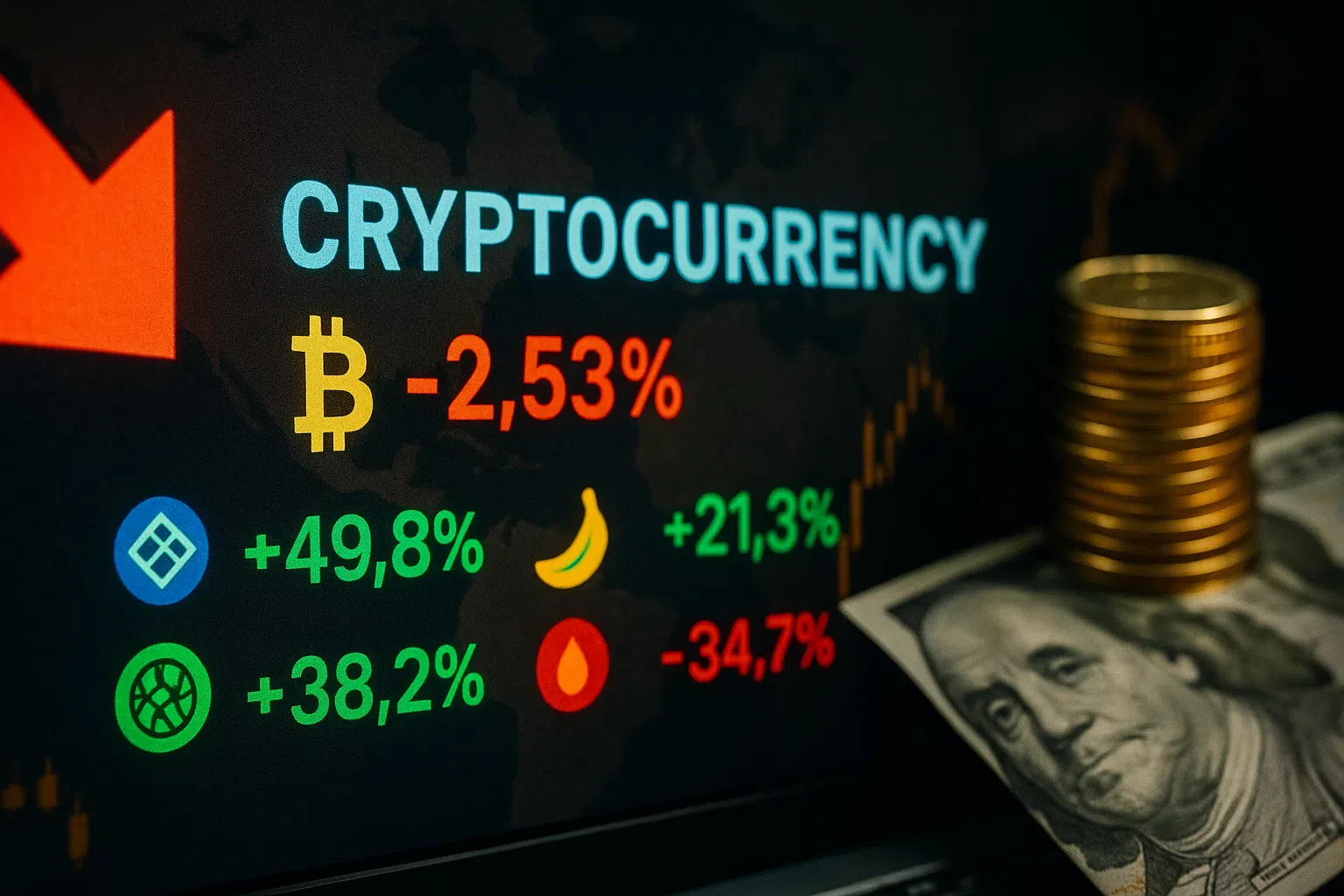 Cryptomonnaie en baisse