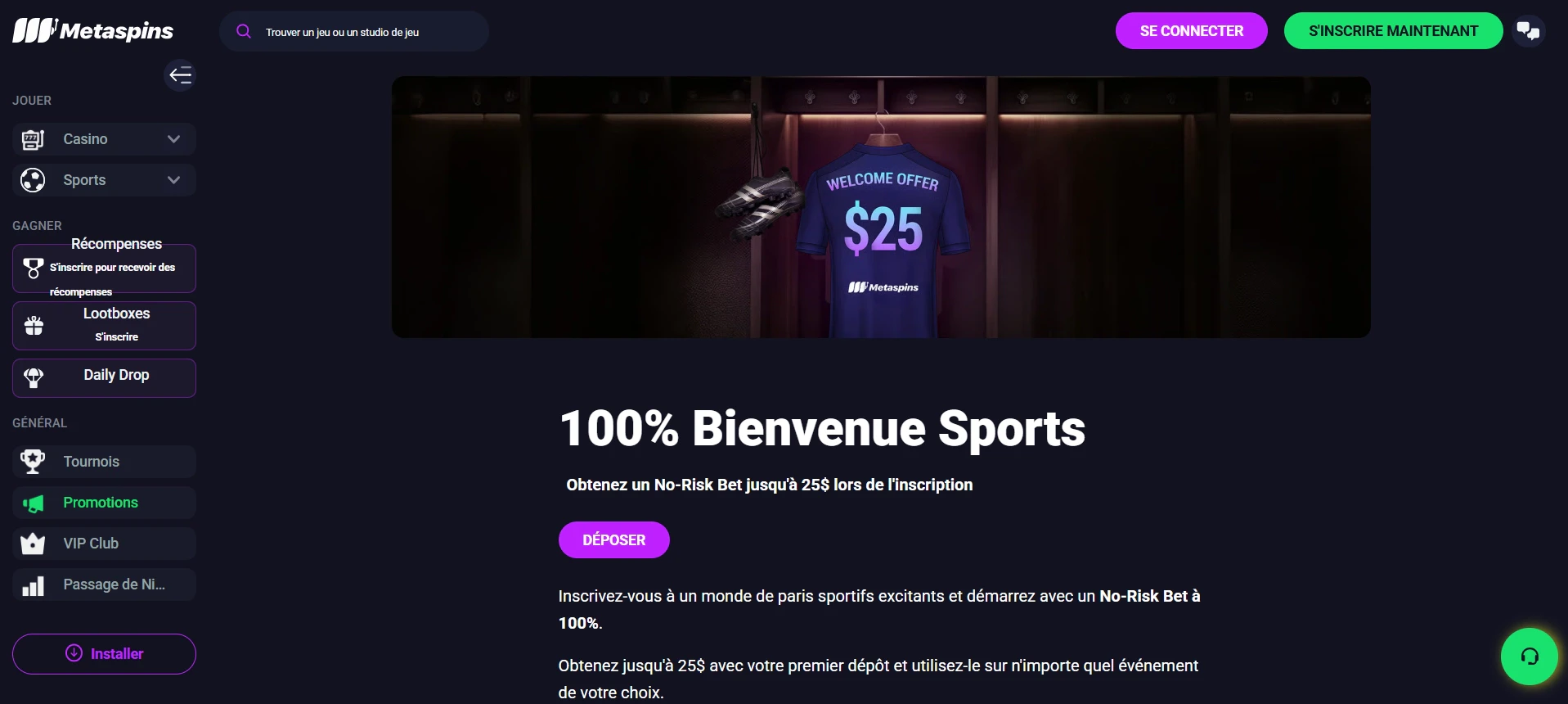 Bonus de bienvenue Sports