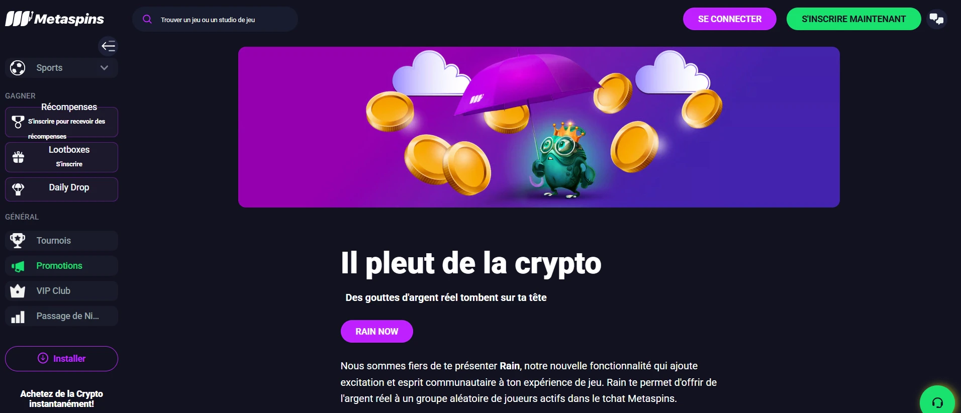 Il pleut de la crypto