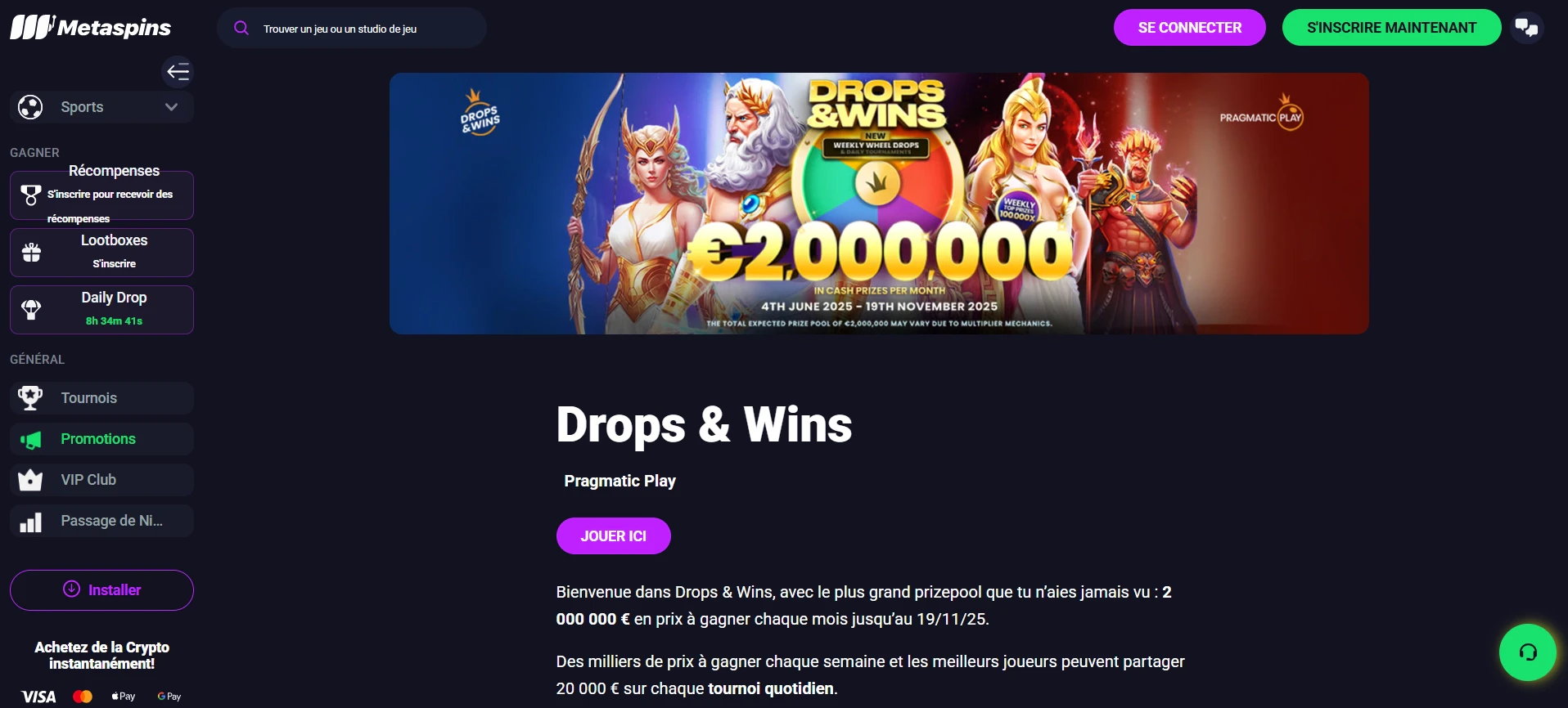 Les tournois Drops & Wins de Pragmatic Play