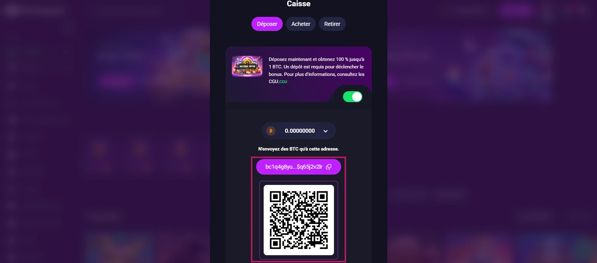 Adresse ou QR Code