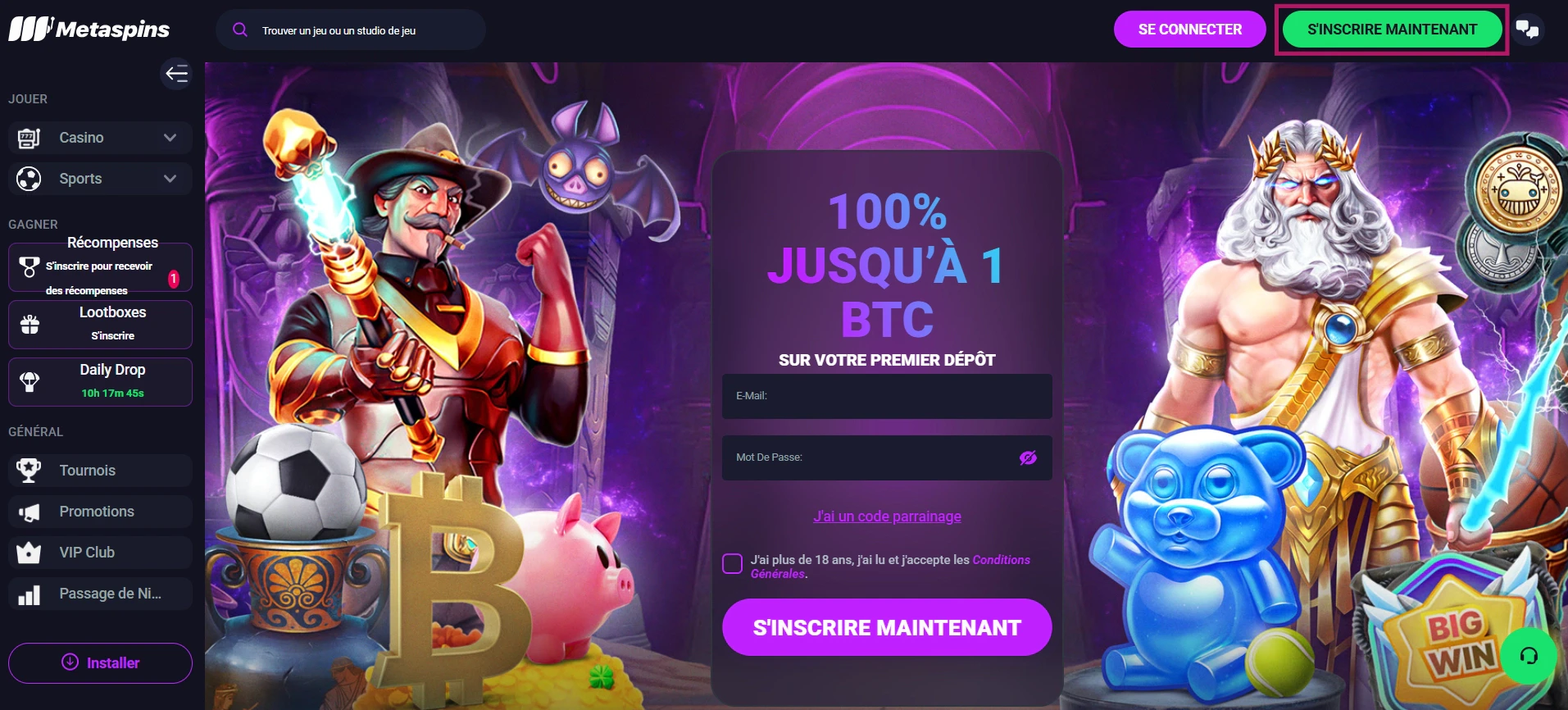 Bouton S'inscrire Maintenant