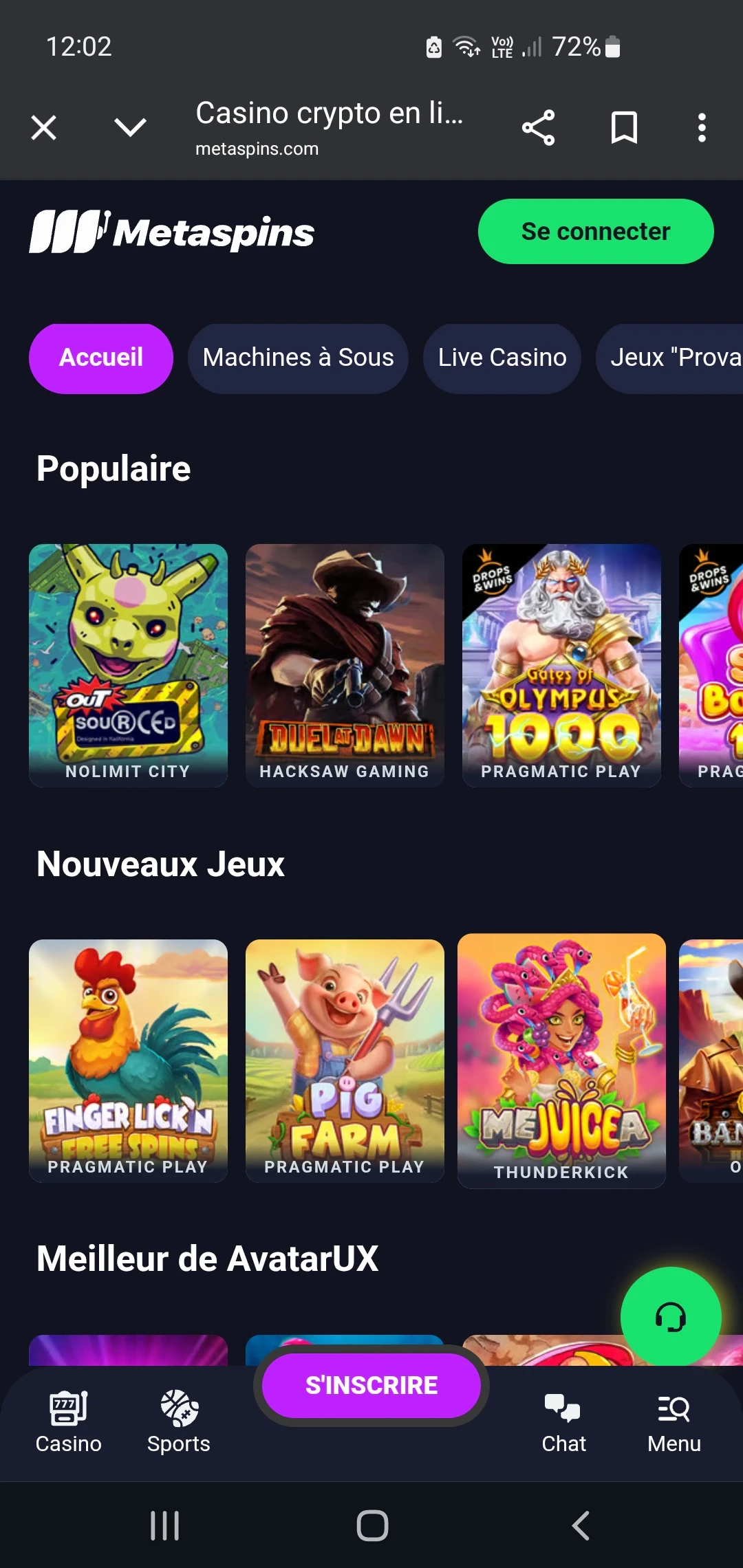 La ludothèque de Metaspins sur mobile