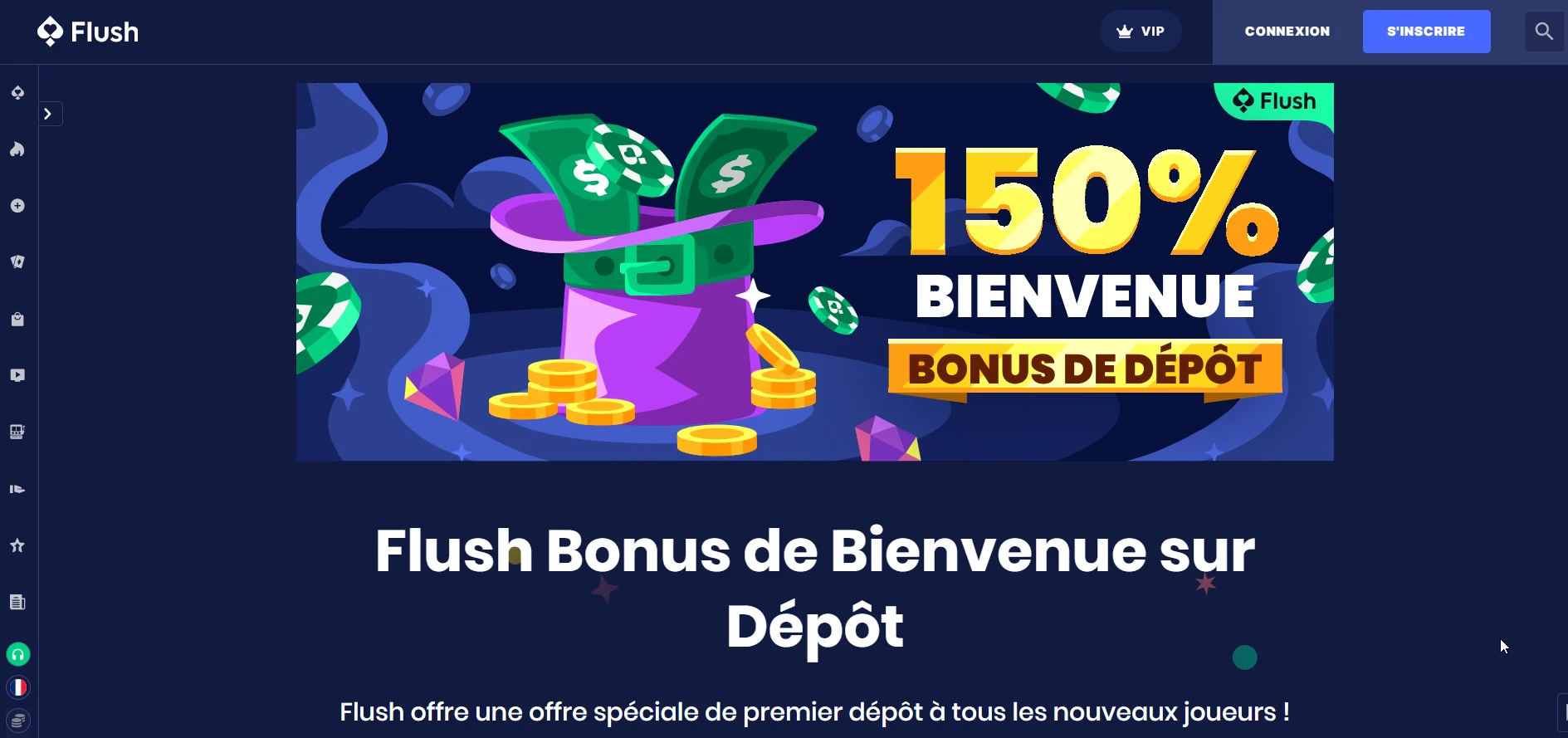 Bonus de Bienvenue sur Flush Casino