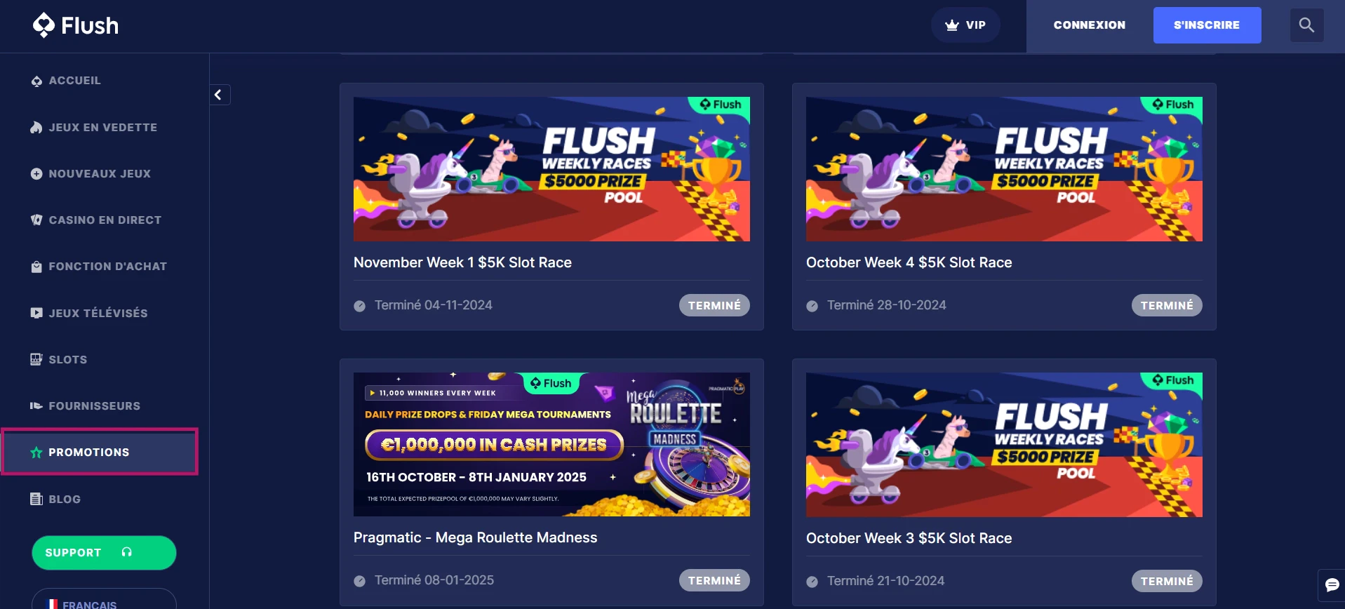 Les promotions sur Flush Casino
