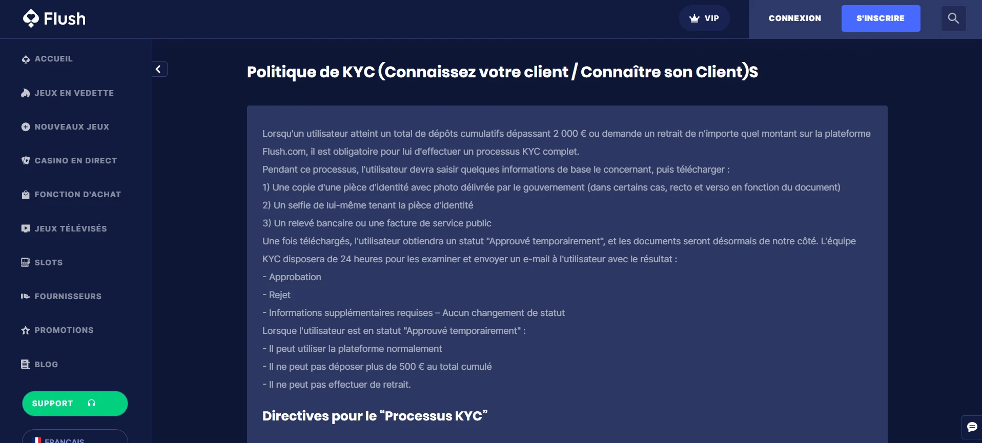 Politique KYC de la plateforme