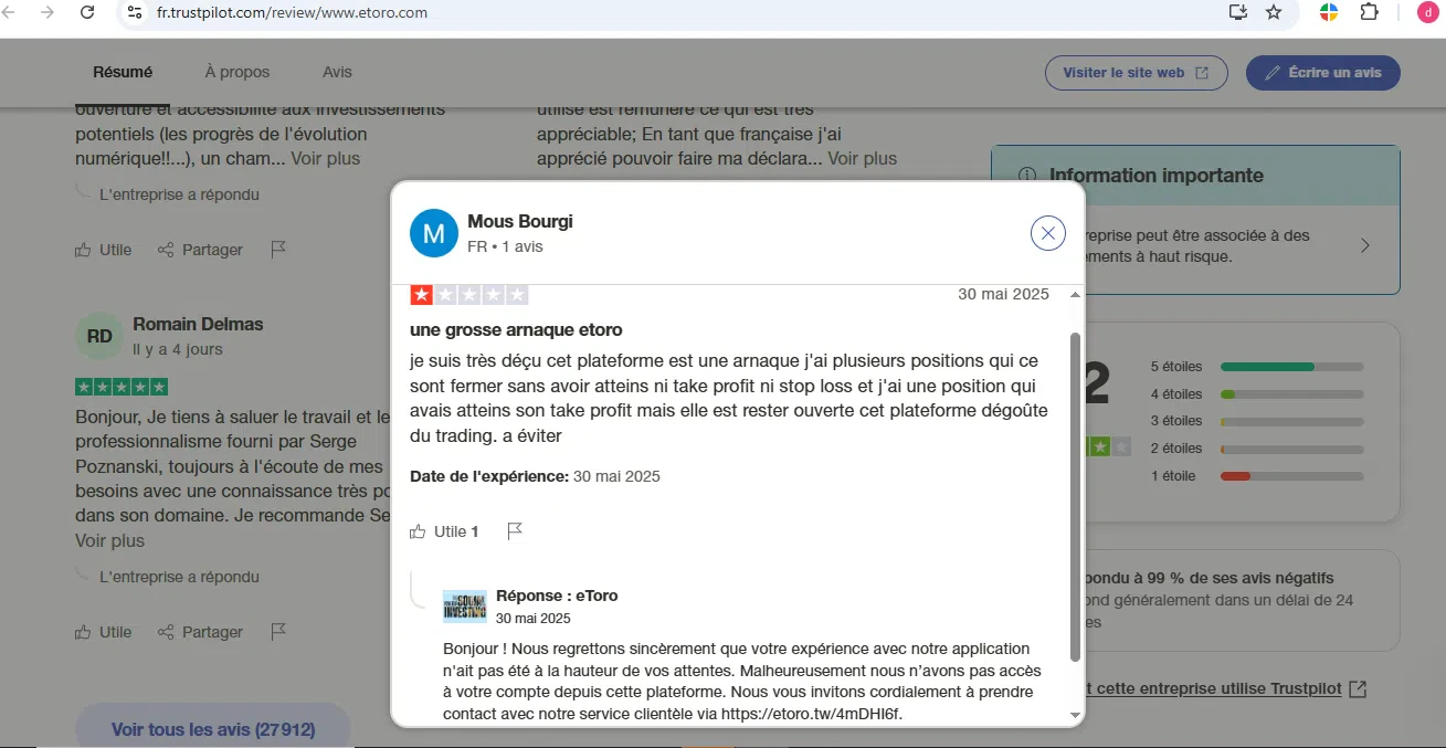 avis clients eToro