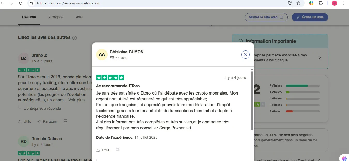 avis clients eToro