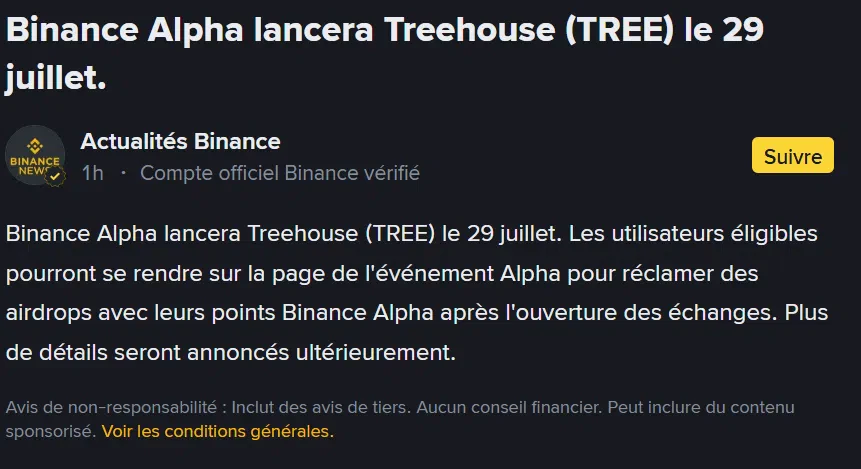 Treehouse (TREE) Binance Alpha