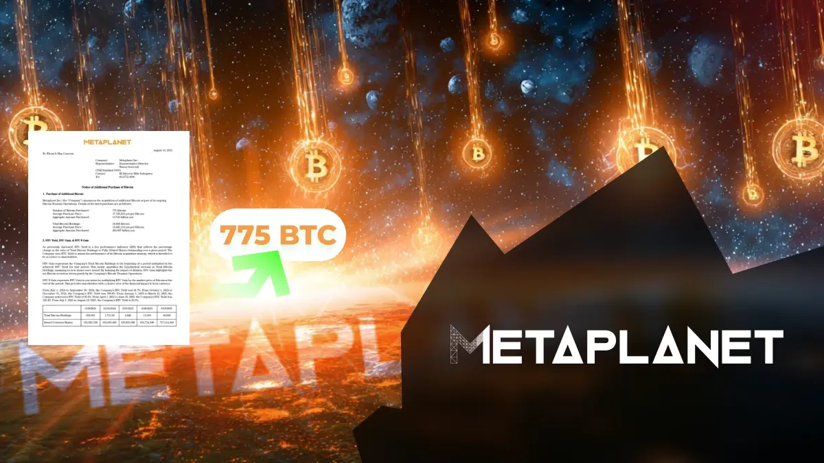 Metaplanet accumule 775 bitcoins