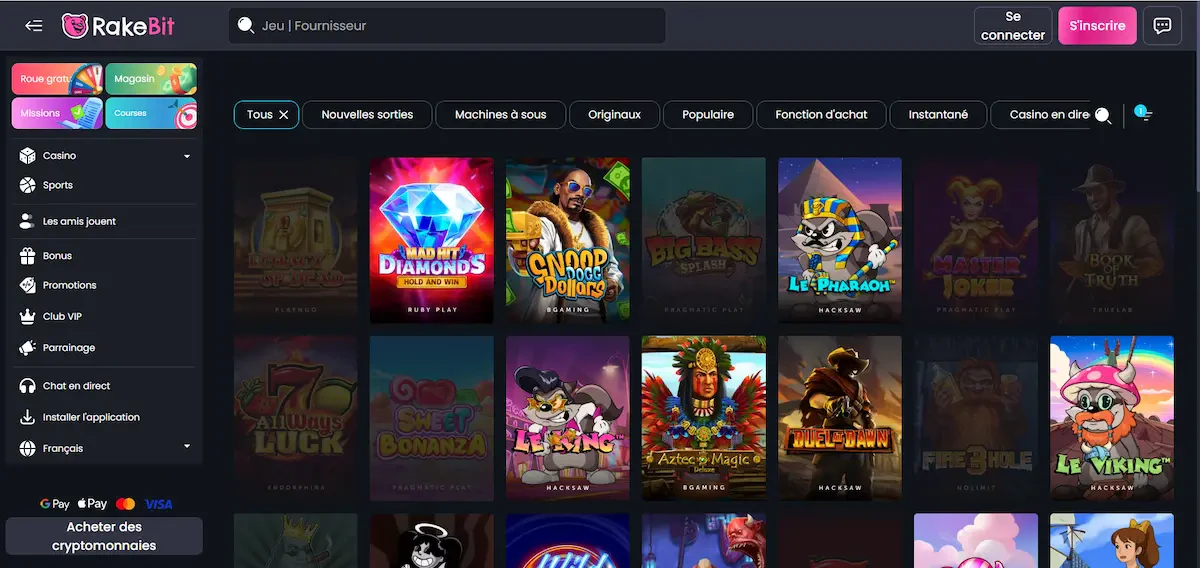 rakebit casino machine a sous