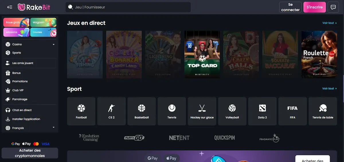 casino rakebit accueil