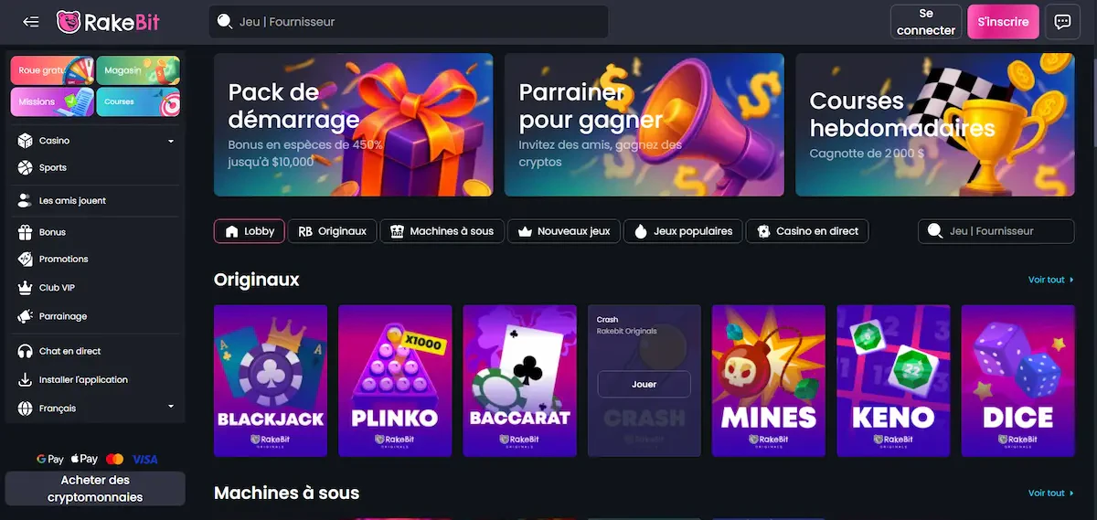 page d'accueil casino rakebit