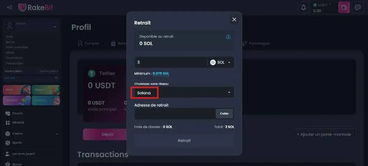 retrait rakebit casino en ligne