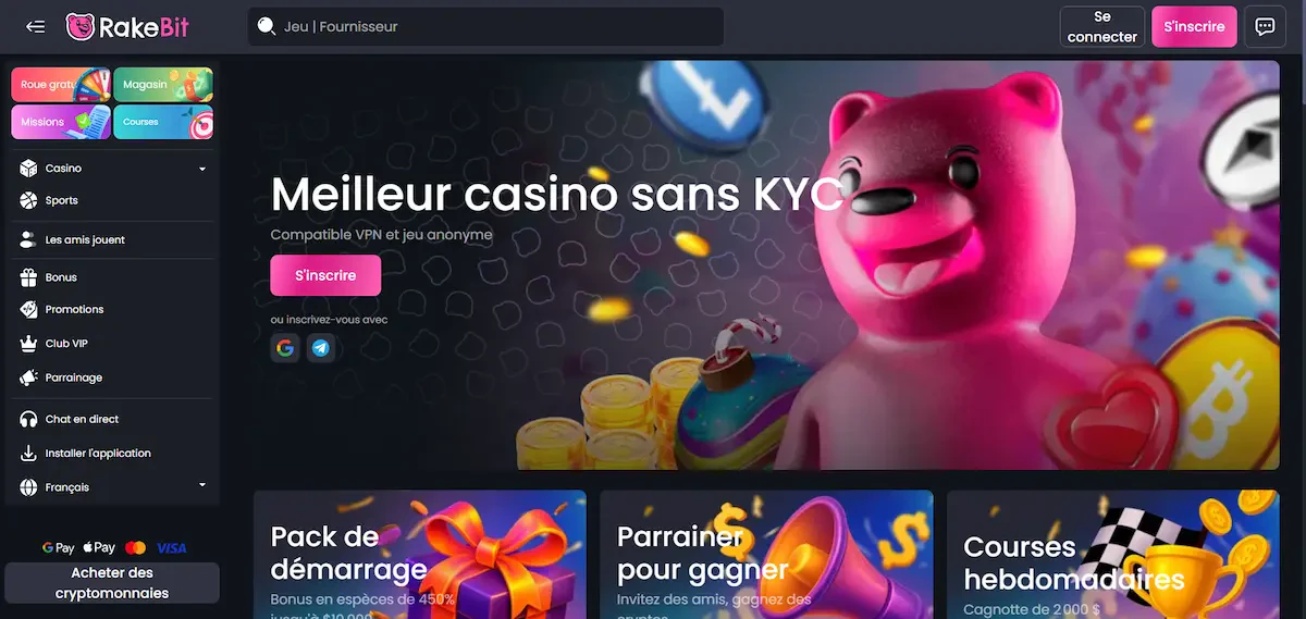 rakebit casino sans Kyc