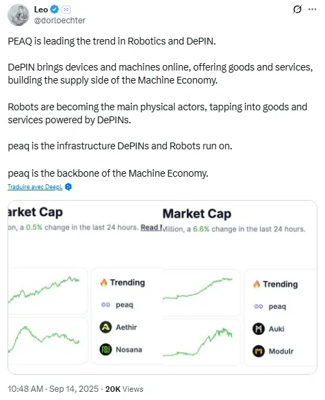 PEAQ, robotique, IA physique et DePIN