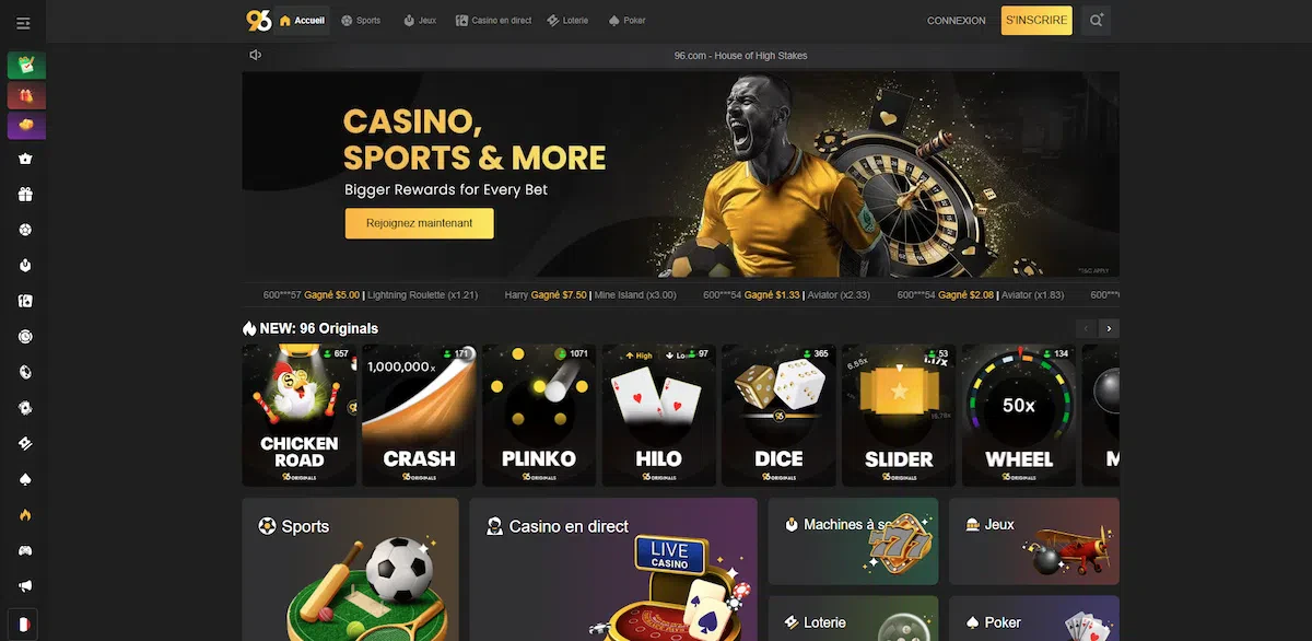 96.com page d'accueil