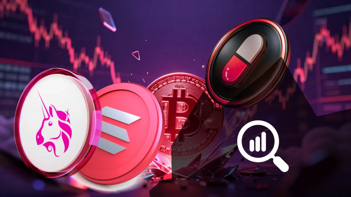 forte pression baissière sur Bitcoin, Solana et Uniswap